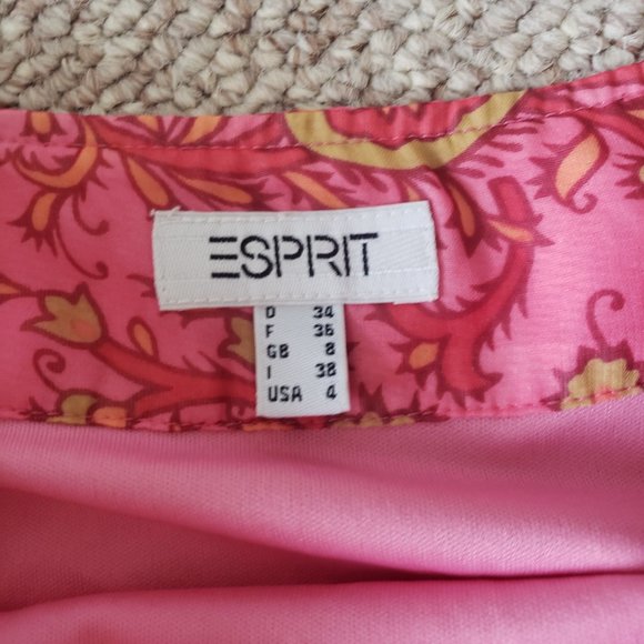 Highwaisted ESprit midi pink patterned skirt - Picture 3 of 8